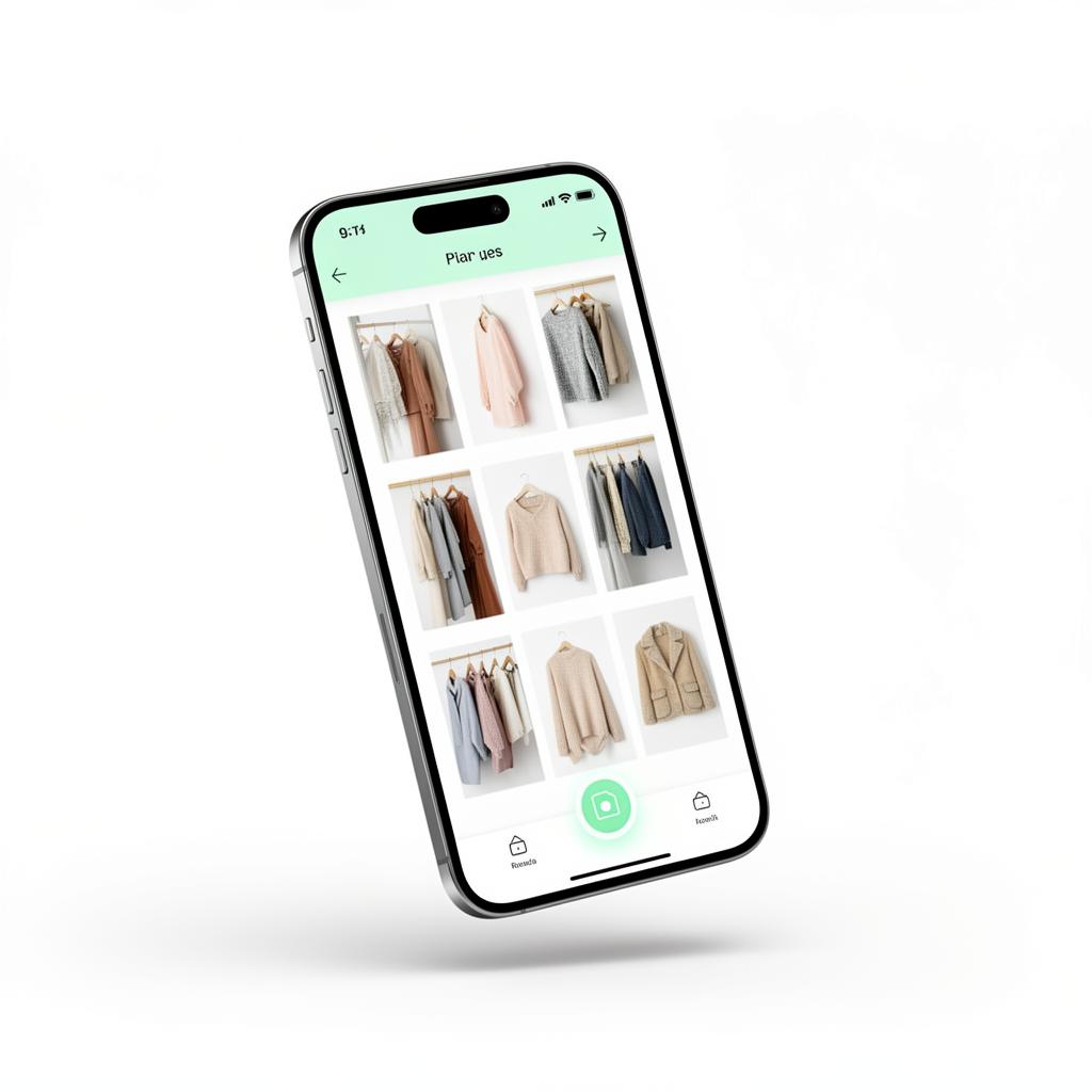 Phone showing digital closet grid